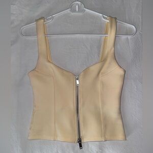 Zara Butter Cream Zip-Up Corset Tank Top - Small